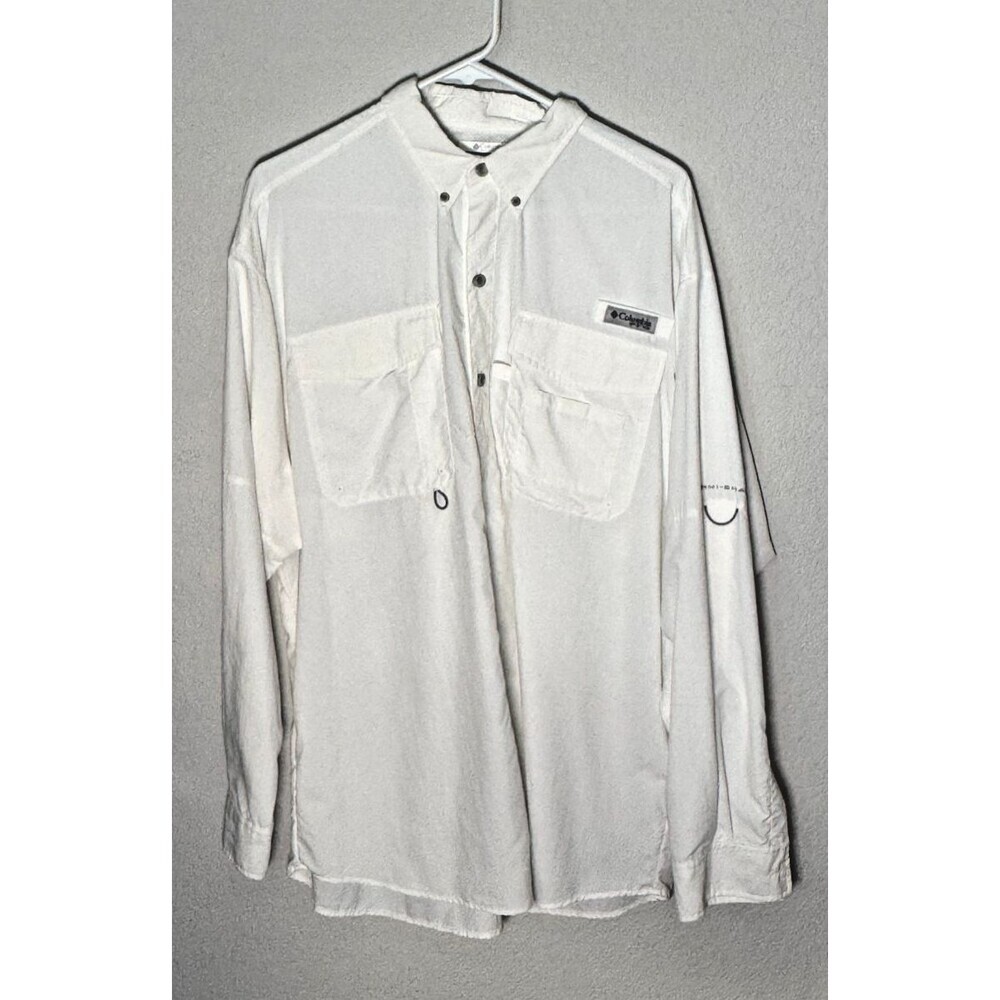 Columbia PFG Shirt Mens SZ Large White Button Up Long Sleeve Vented Fishing EUC